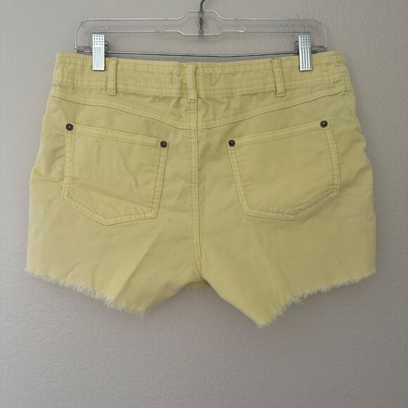 Vintage Free People Corduroy Frayed Shorts Pastel Butter Yellow Sz 29 - Picture 2 of 10